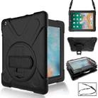 360 Degree Rotation Silicone Protective Cover with Holder and Hand Strap and Long Strap for iPad 5 / iPad Air(Black) - 1