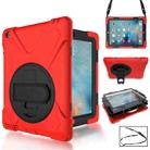 360 Degree Rotation Silicone Protective Cover with Holder and Hand Strap and Long Strap for iPad 2 / 3 / 4(Red) - 1