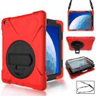 360 Degree Rotation Silicone Protective Cover with Holder and Hand Strap and Long Strap for iPad Pro Air 3 10.5 （2019）(Red) - 1