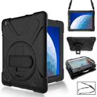 360 Degree Rotation Silicone Protective Cover with Holder and Hand Strap and Long Strap for iPad Pro Air 3 10.5 （2019）(Black) - 1