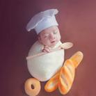 Bread 2 Pieces Newborn Babies Photography Clothing Chef Theme Set - 4