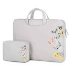 Cartoon Soft PU Leather Portable Waterproof Handheld Notebook Carrying Case with Power Bag, Size: 15 inch(Dog Grey) - 1