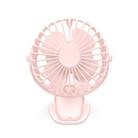 360 Degree -Round Rotation Mini Cooling Air Fan 4 Speed Adjustable Portable USB Rechargeable Desktop Clip Fan(Pink) - 1