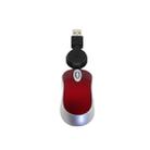 Mini Computer Mouse Retractable USB Cable Optical Ergonomic1600 DPI Portable Small Mice for Laptop(Red) - 1