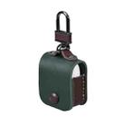 For AirPods 1/2 Bluetooth Wireless Earphone Shockproof Leather Protective Case(Dark Green) - 1