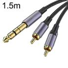 1m Gold Plated 6.35mm Jack to 2 x RCA Male Stereo Audio Cable - 1