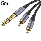 5m Gold Plated 6.35mm Jack to 2 x RCA Male Stereo Audio Cable - 1