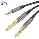 2m Gold Plated 3.5mm Jack to 2 x 6.35mm Male Stereo Audio Cable - 1