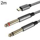 2m Gold Plated Type-C/USB-C Jack to 2 x 6.35mm Male Stereo Audio Cable - 1
