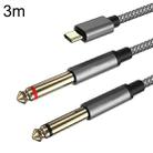 3m Gold Plated Type-C/USB-C Jack to 2 x 6.35mm Male Stereo Audio Cable - 1