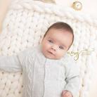 50x50cm New Born Baby Knitted Wool Blanket Newborn Photography Props Chunky Knit Blanket Basket Filler(White) - 5