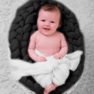 50x50cm New Born Baby Knitted Wool Blanket Newborn Photography Props Chunky Knit Blanket Basket Filler(Black) - 1