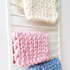 50x50cm New Born Baby Knitted Wool Blanket Newborn Photography Props Chunky Knit Blanket Basket Filler(Tibetan Blue) - 3