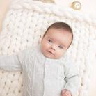 50x50cm New Born Baby Knitted Wool Blanket Newborn Photography Props Chunky Knit Blanket Basket Filler(Coffee) - 5