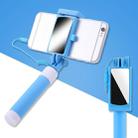 Mini Stainless Steel Folding Remote Control Selfie Stick with Rearview Mirror(Blue) - 1