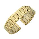 24mm Steel Bracelet Butterfly Buckle Five Beads Unisex Stainless Steel Solid Watch Strap, Color:Gold - 1