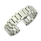 24mm Steel Bracelet Butterfly Buckle Five Beads Unisex Stainless Steel Solid Watch Strap, Color:Silver - 1