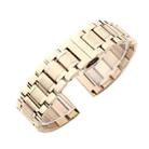 24mm Steel Bracelet Butterfly Buckle Five Beads Unisex Stainless Steel Solid Watch Strap, Color:Rose Gold - 1