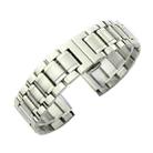 22mm Steel Bracelet Butterfly Buckle Five Beads Unisex Stainless Steel Solid Watch Strap, Color:Silver - 1