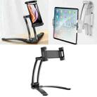 Multifunctional Mobile Phone Tablet Wall Hanging Desktop Aluminum Alloy Holder with Wall Base(Black) - 1