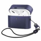 Wireless Earphone Protective Shell Leather Case Split Storage Box For Airpods Pro(Deep Blue) - 1