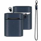 Wireless Earphone Protective Shell Leather Case Split Storage Box For Airpods 2(Deep Blue) - 1