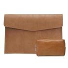 PU Leather Litchi Pattern Sleeve Case For 14 Inch Laptop, Style: Liner Bag + Power Bag  (Light Brown) - 1