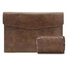 PU Leather Litchi Pattern Sleeve Case For 14 Inch Laptop, Style: Liner Bag + Power Bag  (Dark Brown) - 1