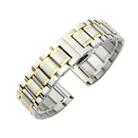 19mm Steel Bracelet Butterfly Buckle Five Beads Unisex Stainless Steel Solid Watch Strap, Color:Intermediate Gold - 1