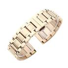 19mm Steel Bracelet Butterfly Buckle Five Beads Unisex Stainless Steel Solid Watch Strap, Color:Rose Gold - 1