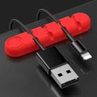 5 PCS 4 Holes Bear Silicone Desktop Data Cable Organizing And Fixing Device(Red) - 1