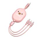 8 Pin + Micro USB + Type-C / USB-C Interface 3 in 1 Telescopic Storage Data Cable(Cute Pink) - 1