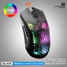 FREEDOM-WOLF X2 12000 DPI 7 Keys Honeycomb Hollow RGB Dual-modes Gaming Mechanical Computer Notebook Wireless Mouse(Black) - 2