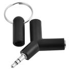Mini Y Shaped 3.5mm Male to Double 3.5mm Female Jack Audio Headset Adapter Connector Keychain(Black) - 1