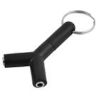 Mini Y Shaped 3.5mm Male to Double 3.5mm Female Jack Audio Headset Adapter Connector Keychain(Black) - 2