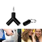 Mini Y Shaped 3.5mm Male to Double 3.5mm Female Jack Audio Headset Adapter Connector Keychain(Black) - 5