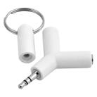 Mini Y Shaped 3.5mm Male to Double 3.5mm Female Jack Audio Headset Adapter Connector Keychain(White) - 1
