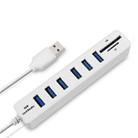 Multi USB 2.0 Hub USB Splitter High Speed 6 Ports with TF SD Card Reader(White) - 1