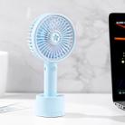 USB Portable Outdoor Mini Fan with Mobile Phone Holder Night Light Small Fan(Sky Blue) - 1