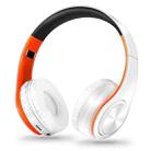 LPT660 Foldable Stereo Bluetooth Headset MP3 Player, Support 32GB TF Card & 3.5mm AUX(White Orange) - 1