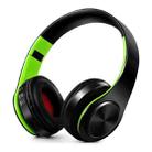 LPT660 Foldable Stereo Bluetooth Headset MP3 Player, Support 32GB TF Card & 3.5mm AUX(Black Green) - 1