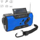 Multifunctional Hand Crank Solar Power LED Flashlight Full Band FM Radio Desk Lamp Alarm, Style:US Version NOAA(Blue) - 1