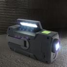 Multifunctional Hand Crank Solar Power LED Flashlight Full Band FM Radio Desk Lamp Alarm, Style:US Version NOAA(Black) - 7