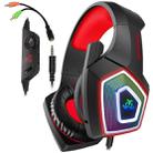 V1 3.5mm RGB Colorful Luminous Wire Control Gaming Headset, Cable Length: 2.2m(Black Red) - 1