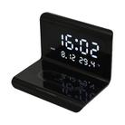 RT1 10W QI Universal Multi-function Mobile Phone Wireless Charger with Alarm Clock & Time / Calendar / Temperature Display(Black) - 2