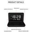 RT1 10W QI Universal Multi-function Mobile Phone Wireless Charger with Alarm Clock & Time / Calendar / Temperature Display(Black) - 3