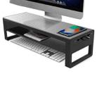 Vaydeer Metal Display Increase Rack Multifunctional Usb Wireless Laptop Screen Stand, Style:L-Wireless Charging Double Layer-Black(Wireless Charger+1xSplitter+4xUSB3.0) - 2