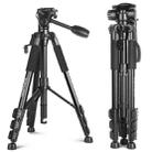 Q111 4-Section Folding Legs Live Broadcast Aluminum Alloy Tripod Mount with Three-dimensional Damping Tripod Heads(Black) - 2