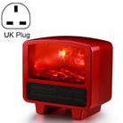 Home Office Small 3d Flame Desktop Fireplace Heater, Plug Type:UK Plug(Red) - 1