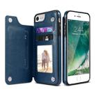 For iPhone XR Retro PU Leather Case Multi Card Holders Phone Case(Blue) - 1